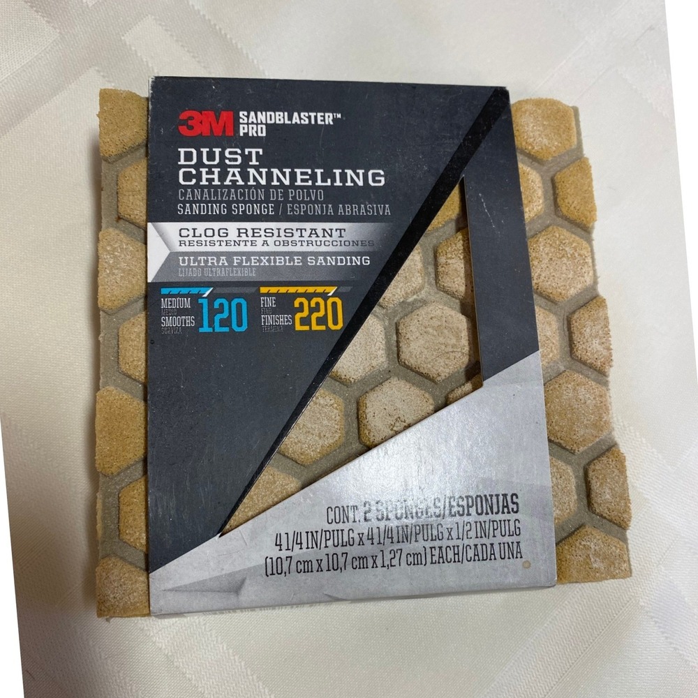 3M Sandblaster Pro Dust Channeling Sanding Sponge 2 Pack Medium Fine Grit
